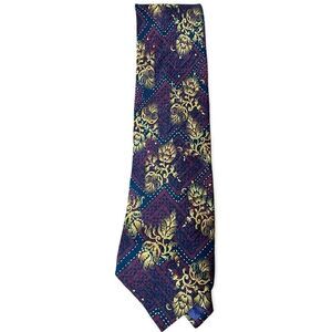 Mary McFadden maroon and yellow 100% silk tie
